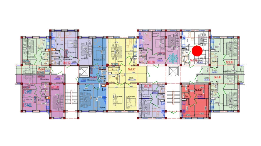 2-xonali xonadon 46.5 m²  1/1 qavat