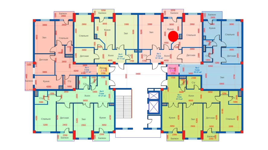 3-комнатная квартира 67.18 м²  9/9 этаж