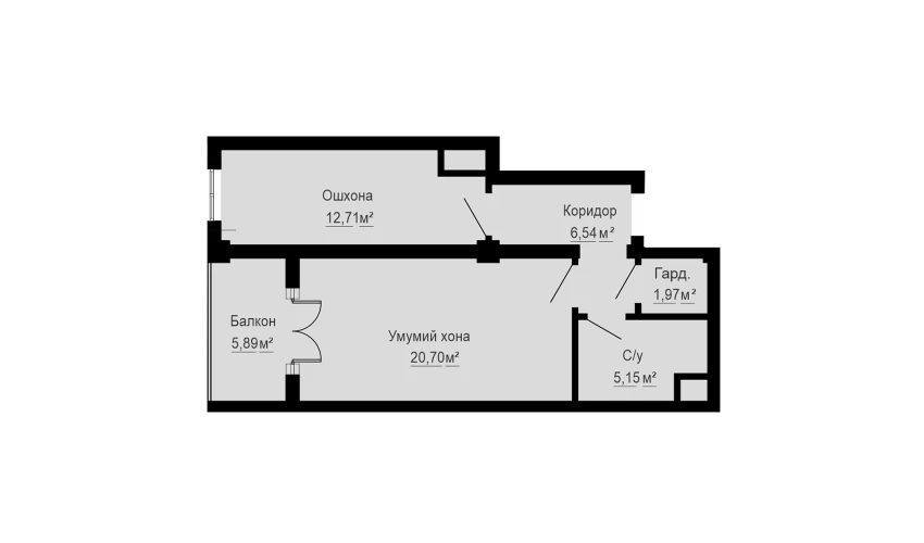 1-комнатная квартира 53 м²  13/13 этаж