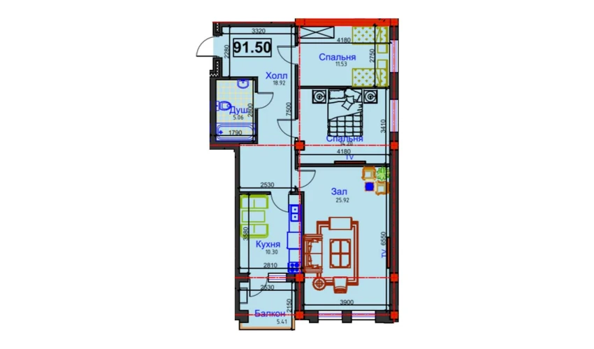 3-xonali xonadon 91.5 m²  10/12 qavat | GAGARIN AVENUE Turar-joy majmuasi