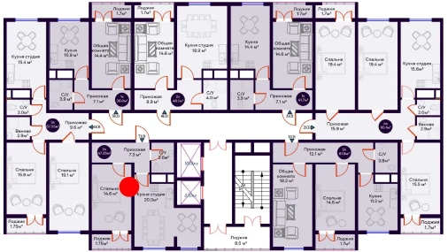 2-комнатная квартира 47.25 м²  11/16 этаж | Жилой комплекс Crystal Avenue