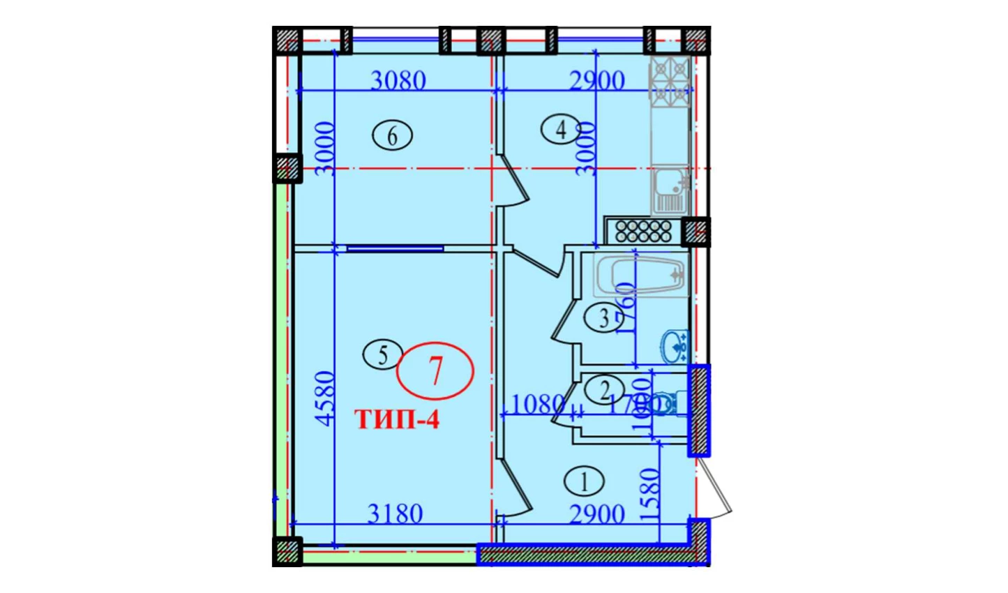 2-xonali xonadon 51.2 m²  2/2 qavat