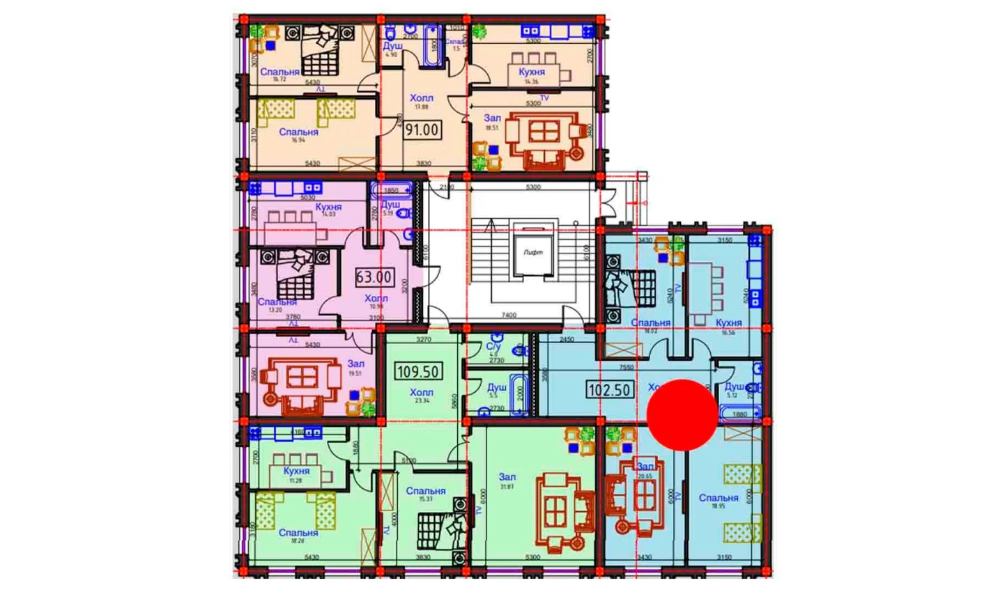 3-комнатная квартира 102.5 м²  1/1 этаж