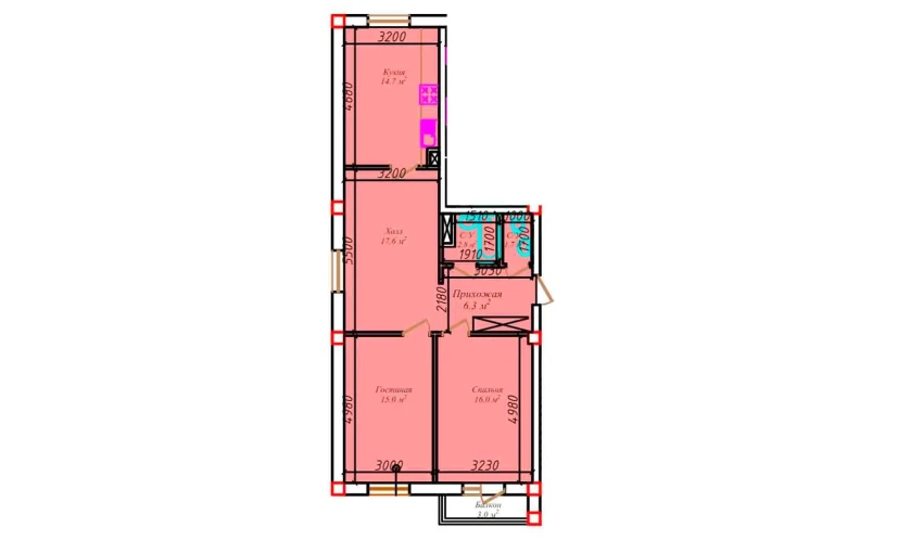 3-xonali xonadon 78.3 m²  5/6 qavat | CHIRCHIQ CITY Turar-joy majmuasi