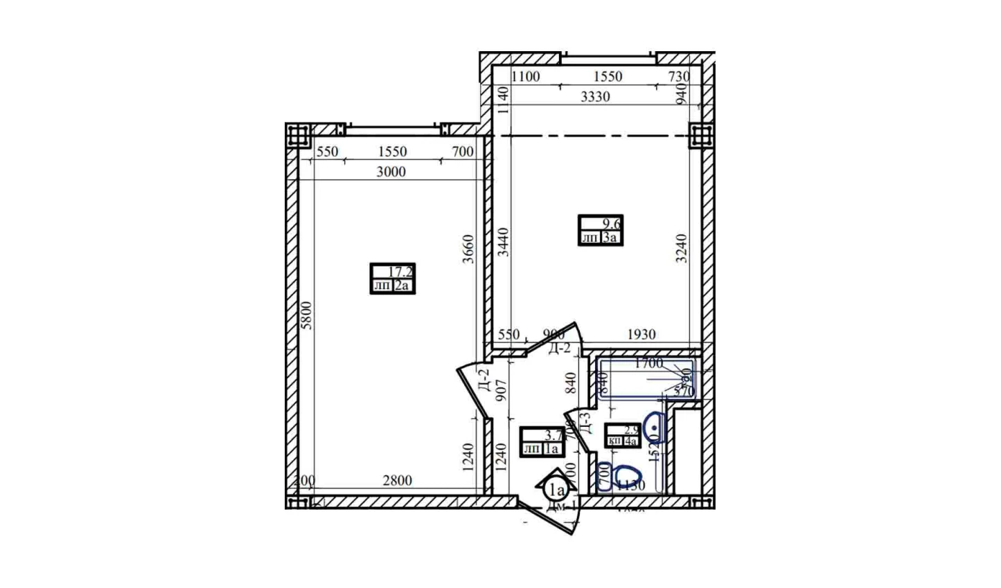 1-комнатная квартира 39.3 м²  8/8 этаж