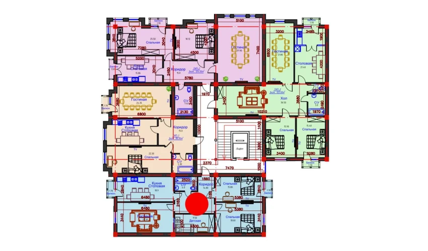 3-комнатная квартира 107 м²  9/10 этаж | Жилой комплекс AFROSIYOB