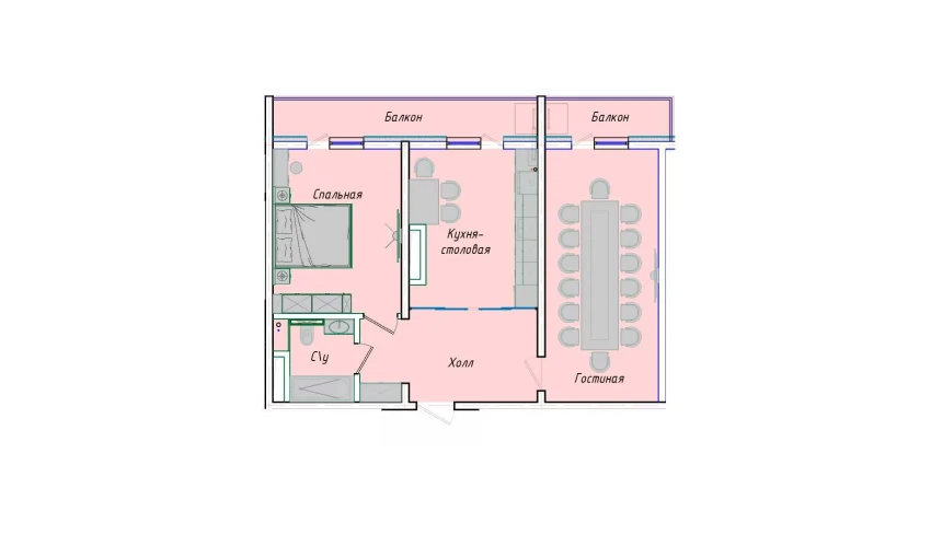 2-xonali xonadon 64.26 m²  1/12 qavat | SERGELI CITY Turar-joy majmuasi