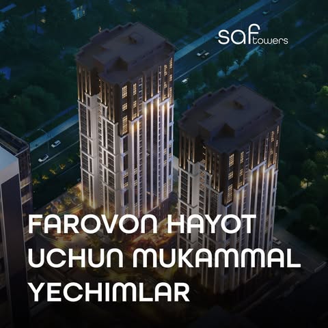 🚪 Farovon hayot eshiklari ochiq!

Saf Towers turar joy majmuasi siz uchun qanday imkoniyatlar va qulayliklar taklif qilishini bilmoqchimisiz?

Unda sahifani o’tkazing 👉

📍Manzil: Mirzo Ulug‘bek tumani, Tepamasjid ko‘chasi, 7
🏬 Mo‘ljal: IT Park

📞 +998 78 113 98 82

————

🚪 Двери благополучной жизни открыты!

Хотите узнать, какие возможности и удобства предлагает вам жилой комплекс Saf Towers?

Тогда листайте дальше 👉

📍Адрес: Мирзо Улугбекский район, улица Тепамасжид, 7
🏬 Ориентир: IT Park

📞 +998 78 113 98 82