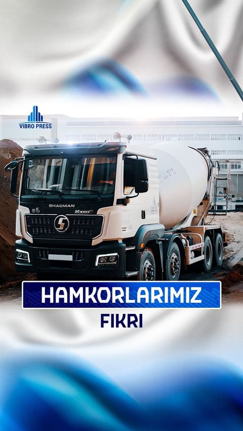 Hamkorlarimiz bilan ozgina suhbat qildik💪

😎 Vibro Press - obro’ beton kabi mustahkam

Yuqori sifatli va mustahkam betonni faqat bizda!

Vibro Press kompaniyasida nafaqat beton va beton mahsulotlarini, balki xizmat mashinalarini ham topa olasiz

Bizni kuzatishda davom eting! 

📍Manzil: Samarqand shahar, Uzbek Trakt ko'chasi, Promzona

📲 Batafsil ma'lumot uchun Direct orqali bog'laning yoki  quyidagi raqamga qo'ng'iroq qiling: +99898 101-11-33