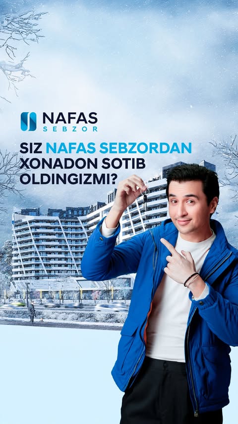 Siz Nafas Sebzordan xonadon sotib oldingizmi?

Nafas Sebzor’da eng qulay va zamonaviy turar joyga eng yaxshi shartlar asosida ega bo’ling, har bir burchak sizning qulayligingiz uchun yaratilgan!

Manzil: Toshkent, Saiba Xodjayev ko‘chasi, 11
📞 Telefon: 1380
🌍 Sayt: nafastjm.uz

А вы уже купили квартиру в Nafas Sebzor?

Успейте стать владельцем комфортного и современного  жилья в Nafas Sebzor на самых выгодных условиях, где каждый уголок будет создан для Вашего удобства!

Адрес: Ташкент, ул. Саиба Ходжаева, 11
📞 Телефон: 1380
🌍 Сайт: nafastjm.uz