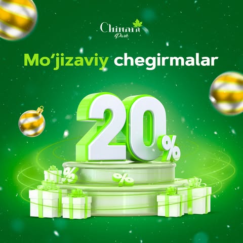 Chinara Park’dan ‘’Yangi yil mo’jizalarini’’ kutib oling! 

Chinara Park zamonaviy shaharchasining xonadonlari uchun 100% to’lovni amalga oshirgan holda 20% gacha chegirmalarga ega bo’ling. 

📌 Turar joy majmuasida oilangiz bilan qulay va baxtli hayot kechirishingiz uchun biz sizlarga:

— 1 xonali;
— 2 xonali;
— 3 xonali xonadonlarni taqdim etamiz.

Va bu hali hammasi emas, xonadonlarimizni gibrid to’lov shaklida ham xarid qilishingiz mumkin. 

☎️ Qo‘shimcha maʼlumot uchun izohlarda “➕” belgisini qoldiring yoki quyidagi raqamlarga qo‘ng‘iroq qiling:
+998(99)2204444
+998(55)9000909