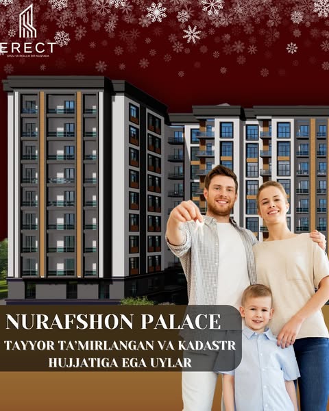 “Nurafshon Palace” – Siz uchun tayyorlangan orzular makoni!

💎 Zamonaviy ko‘rinish
🌟 Yashash uchun tayyor sharoitlar
📜 Kadastr hujjatlari qo‘lingizda bo‘ladi!

Faqat “Nurafshon Palace”da:

🏡 Tayyor ta’mirlangan uylar – endi vaqt va kuchingizni tejang!
🌆 Shahar markaziga yaqinlik – qulaylik va rivojlanish hududi.
🛡 Xavfsizlik tizimi – oilangizning tinchligi biz uchun muhim.
💰 Moslashuvchan to‘lov shartlari – orzularingizni kutib o‘tirmang!

📞 Qo‘ng‘iroq qiling: 95 885 7575

“Nurafshon Palace” – Siz orzu qilgan joy, siz orzu qilgan sharoit!

Bugun tanlang – ertangi hayotingizni o‘zgartiring!

——

“Nurafshon Palace” – Место, созданное для исполнения ваших мечт!

💎 Современный стиль
🌟 Комфортные условия для проживания
📜 Все документы на кадастр уже готовы!

Только в “Nurafshon Palace”:

🏡 Полностью отремонтированные квартиры – экономьте время и силы!
🌆 Близость к центру города – удобное расположение в развивающемся районе.
🛡 Система безопасности – спокойствие вашей семьи для нас в приоритете.
💰 Гибкие условия оплаты – не откладывайте свои мечты на потом!

📞 Позвоните: 95 885 7575

“Nurafshon Palace” – Место, о котором вы мечтали, условия, о которых вы желали!

Выбирайте сегодня – меняйте свою жизнь завтра!

#erect_uz #top #instagram #kvartira #design