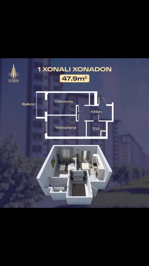 ✏️ Sizga mos bo‘lgan xonadon rejasini kvadratura va xonalar soniga qarab “Izmir House” turar joy majmuasidan tanlang.

Bizning xonadonlar qulay yashashingiz uchun barcha tafsilotlari bilan puxta rejalashtirilgan. Yangi hayotingizni bugundan boshlang!

Batafsil ma’lumot uchun biz bilan bog‘laning.

📞 950616666 | 995853333
📞 950716666 | 995653333

➖➖➖➖➖➖➖➖➖➖

✏️ Выбирайте подходящую вам планировку по квадратуре и количеству комнат в ЖК “Izmir House”.

Каждая деталь продумана для вашего удобства и комфорта. Сделайте шаг к новой жизни уже сегодня!
Свяжитесь с нами для получения полной информации.

📞 950616666 | 995853333
📞 950716666 | 995653333