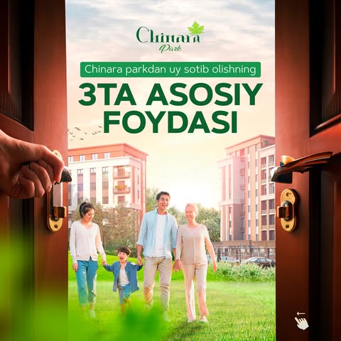 Orzularingizdagi uy Chinara Parkda kutmoqda!

Chinara Parkda uy sotib olishning 3 ta asosiy foydasi: 
- Bu yerda mulkka ega bo‘lish orqali uzoq muddatli barqarorlikka erishasiz. 
- Zamonaviy inshootlar, xavfsizlik va oilangiz uchun qulayliklar! 
- Shahar markaziga yaqin va barcha kerakli infratuzilma yoningizda. 

Tabiat bilan uyg‘unlikda yashashni istaysizmi? Yoki farovon hayot uchun zamonaviy sharoit qidiryapsizmi? Chinara Parkda barchasi bor! 

Ertangi kuningiz uchun mukammal tanlov qiling – Chinara Park bilan yangi hayotni boshlang!

------------------

Ваш дом мечты ждет вас в Chinara Park! 

3 главных преимущества покупки жилья в Chinara Park: 
- Здесь вы обретете долгосрочную стабильность, став владельцем недвижимости. 
- Современные инфраструктуры, безопасность и комфорт для вашей семьи! 
- Близость к центру города и вся необходимая инфраструктура рядом. 

Хотите жить в гармонии с природой? Или ищете современные условия для комфортной жизни? В Chinara Park есть всё! 

Сделайте идеальный выбор для вашего будущего – начните новую жизнь с Chinara Park!