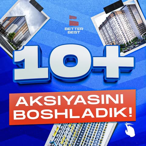 10+ aksiyasiga start berdik! Toshkentdan uy olishning ayni vaqti

Uy olishga kech qolmadingiz. Lekin oy oxirigacha ulgurishingiz kerak!

🏠 10+ aksiyasi bilan Yakkasaroy, Olmazor va Yashnobodda joylashgan majmualarimizdan atigi 10% bosh to'lov bilan xonadon xarid qilish imkonini qo'ldan boy bermang! Quvonarlisi, 48 oylik bo'lib to'lash imkoniyati ham sizni kutmoqda.

Minimal boshlang'ich to'lov narxlari va to'liq ma'lumot bilan tanishish uchun hoziroq qo'ng'iroq qiling!

📞 78-777-77-27

📌 Bosh ofis manzili: Yakkasaroy tumani, Shota Rustaveli ko'chasi
__________

Мы запустили акцию 10+! Самое время купить квартиру в Ташкенте!

Вы еще не опоздали с покупкой, но успейте до конца месяца!

🏠 С акцией 10+ у вас есть возможность приобрести квартиру в наших жилых комплексах, расположенных в Яккасарае, Алмазаре и Яшнабаде, всего за 10% первоначального взноса! Радостная новость: вас ждет рассрочка на 48 месяцев.

Узнайте минимальные суммы первоначального взноса и получите всю информацию уже сейчас!

📞 78-777-77-27