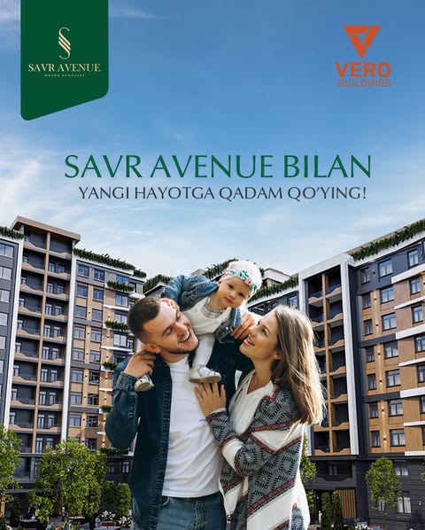 “Savr Avenue” bilan orzularingizni ro’yobga chiqaring! 

💫 Har bir insonning eng yuksak orzulari baxtli oila, shinam xonadon va qulay hayot tarzida yaqinlari bilan farovon hayot kechirish desak, yanglishmaymiz.

🔥 “Savr Avenue” turar-joy majmuasi esa sizning orzularingiz kaliti bo’lib xizmat qiladi. Qulay infratuzilma va barcha qulayliklarga ega zamonaviy xonadon oilangiz uchun mukammal tanlov bo’lishiga ishonamiz. ✨

📞 +998(78)555-88-88

📍 Mirobod tumani, Savr ko’chasi, 2-uy.

➖➖➖➖

Осуществите свои мечты вместе с “Savr Avenue”!

💫 Мы не ошибемся, если скажем, что высшие мечты каждого человека – это счастливая семья, уютный дом и комфортная жизнь с близкими людьми.

🔥 ЖK “Savr Avenue” станет ключом к вашей мечте. Мы уверены, что современная квартира с удобной инфраструктурой и всеми удобствами станет идеальным выбором для вашей семьи. ✨

📞 +998(78)555-88-88

📍 г. Ташкент, Мирабадский район, улица Савр 2.