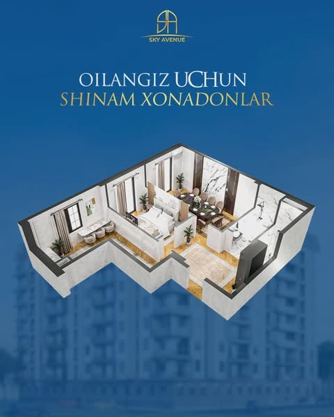 2 xonali keng va shinam xonadon!

🔥 Keng va shinam xonadonda butun oilangiz bilan farovon hayot kechirishni istaysizmi? Unda SKY AVENUE’dan xonadon xarid qiling. 

🌇 Quyida 67,37 m² maydonga ega 2 xonali shinam xonadonimiz chizmasi bilan tanishishingiz mumkin. Kuzatganingizdek, barchasi a’lo darajada.

Sizga ma’qulmi? Izohlarda yozib qoldiring. ✅

📞 +998-97-171-70-70
📞 +998-95-012-70-70

📍 Toshkent shahri, Sergeli 8.

➖➖➖

2-х комнатная просторная и уютная квартира!

🔥 Хотите комфортно жить всей семьей в просторной и уютной квартире? Тогда приобретите квартиру от “SKY AVENUE”.

🌇 Ниже представлена планировка нашей 2-хкомнатной уютной квартиры площадью 67,37 м². Как видно, всё выполнено на высоком уровне.

Вам нравится? Оставьте свой комментарий ниже. ✅

📞 +998-97-171-70-70
📞 +998-95-012-70-70

📍город Ташкент, Сергели 8.